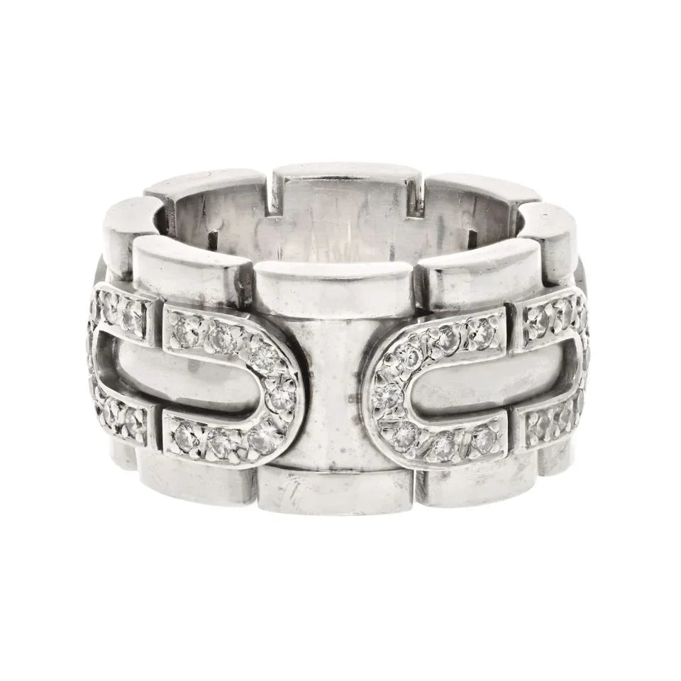 Cartier 18K White Gold Panthere Maillon Ring - The Back Vault