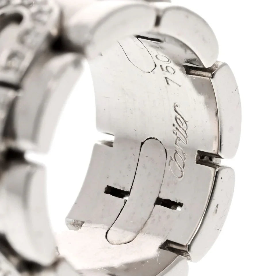 Cartier 18K White Gold Panthere Maillon Ring - The Back Vault