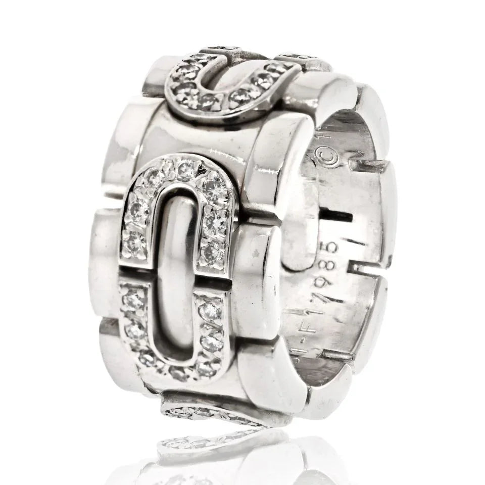 Cartier 18K White Gold Panthere Maillon Ring - The Back Vault