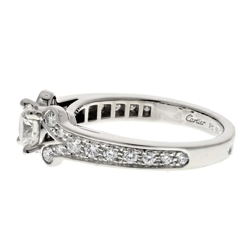 Cartier Platinum Ballerine Solitaire 0.51ct Round Diamond Ring - The Back Vault