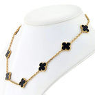 Van Cleef & Arpels Alhambra 18K Yellow Gold Black Onyx 10 Motif Necklace - The Back Vault