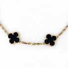 Van Cleef & Arpels Alhambra 18K Yellow Gold Black Onyx 10 Motif Necklace - The Back Vault