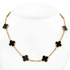 Van Cleef & Arpels Alhambra 18K Yellow Gold Black Onyx 10 Motif Necklace - The Back Vault