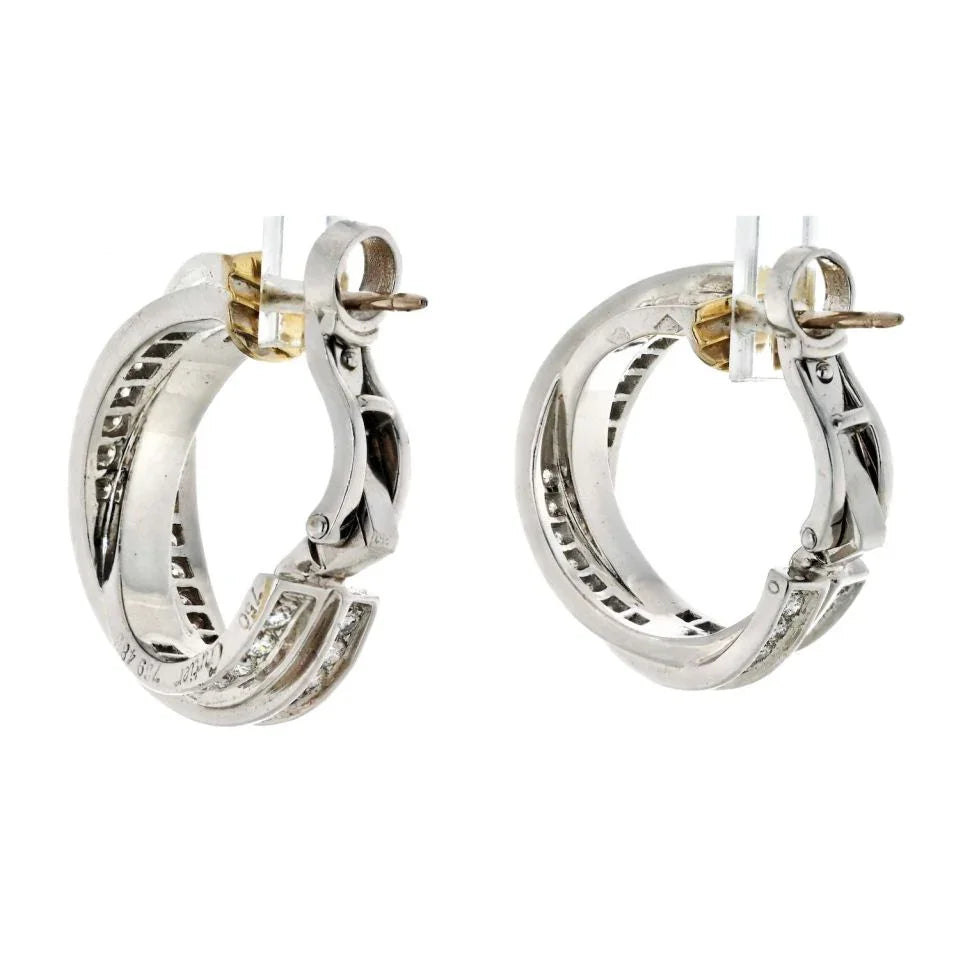 Cartier Trinity 18K White Gold Trinity Diamond Earrings - The Back Vault