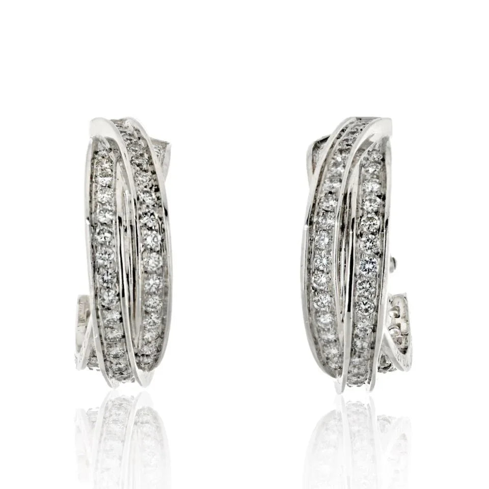 Cartier Trinity 18K White Gold Trinity Diamond Earrings - The Back Vault