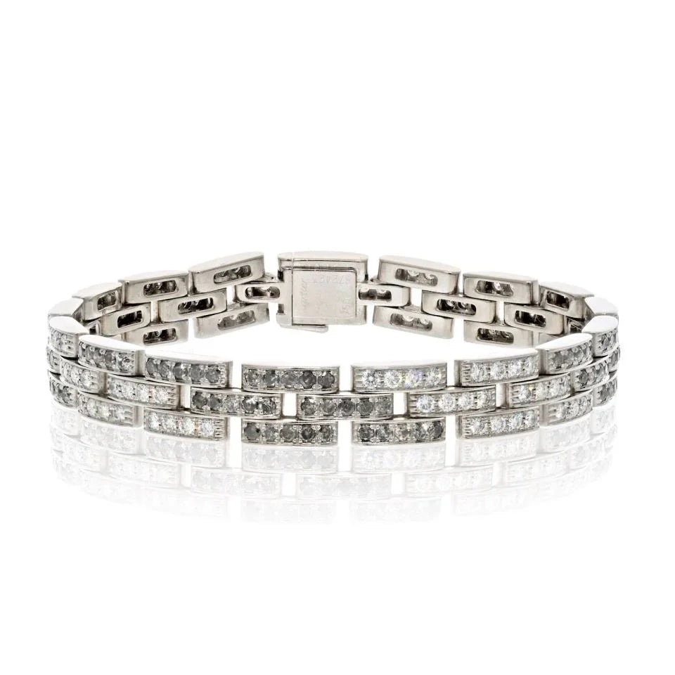Cartier 18K White Gold Maillon Black And White Natural Diamond Bracelet - The Back Vault