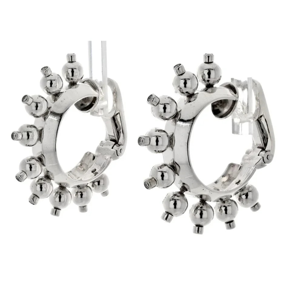 Aletto Brothers 18K White Gold Half Hoop Diamond Earrings - The Back Vault