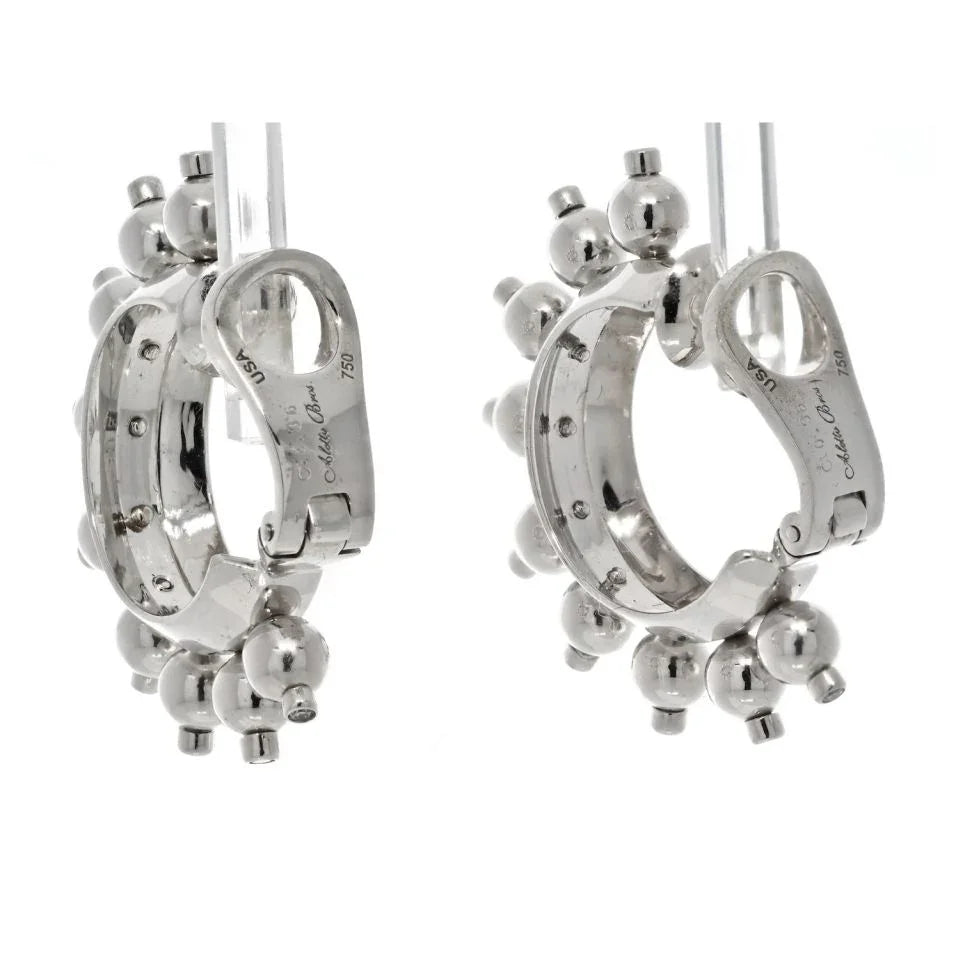 Aletto Brothers 18K White Gold Half Hoop Diamond Earrings - The Back Vault