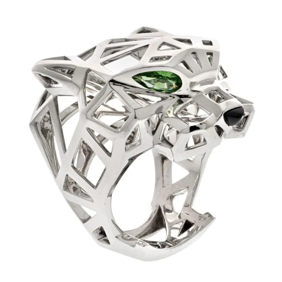 Cartier 18K White Gold Panthere Skeleton EU 59 Ring - The Back Vault
