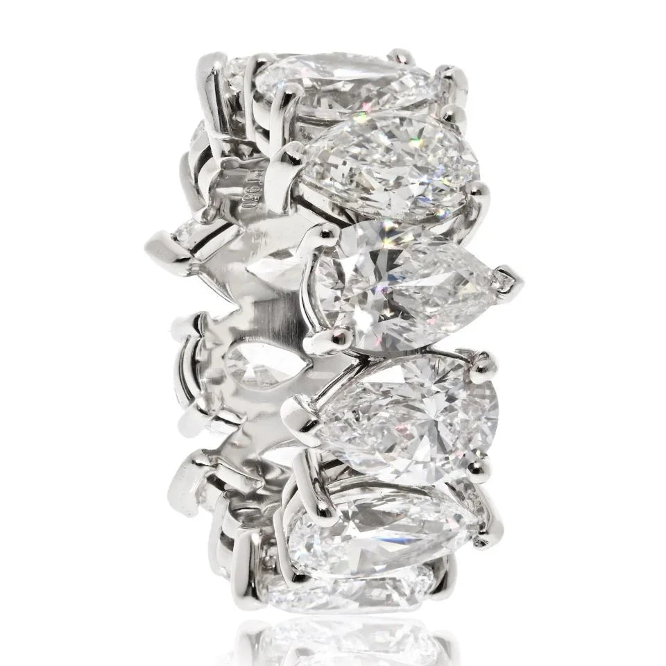 Platinum 10.87cttw Pear Cut Diamond GIA Certified Eternity Band - The Back Vault