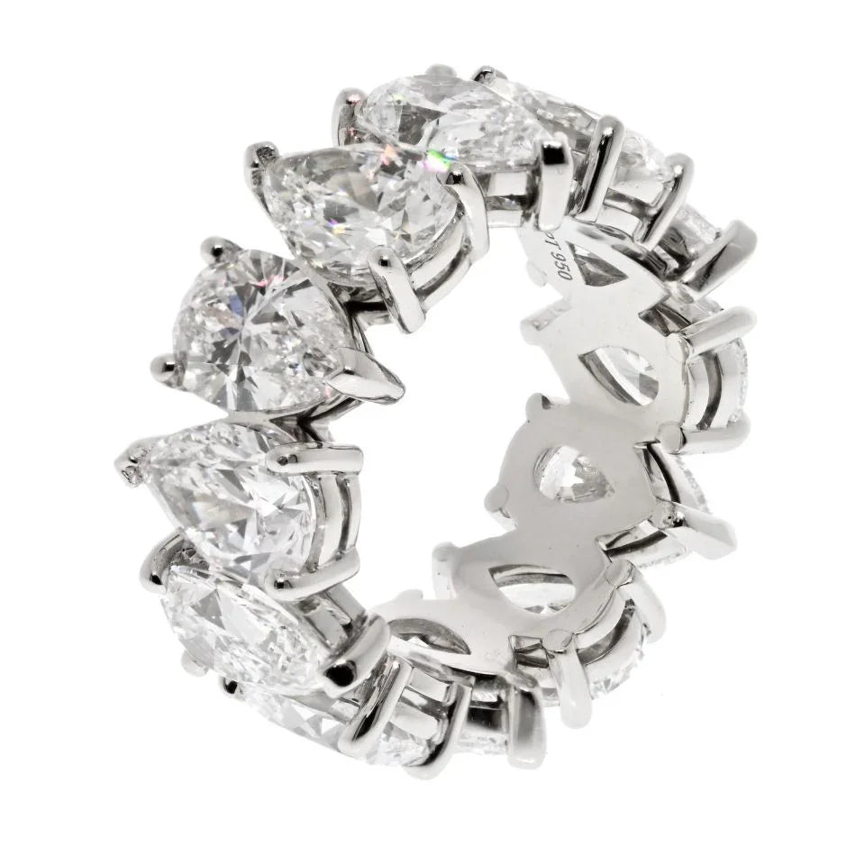 Platinum 10.87cttw Pear Cut Diamond GIA Certified Eternity Band - The Back Vault