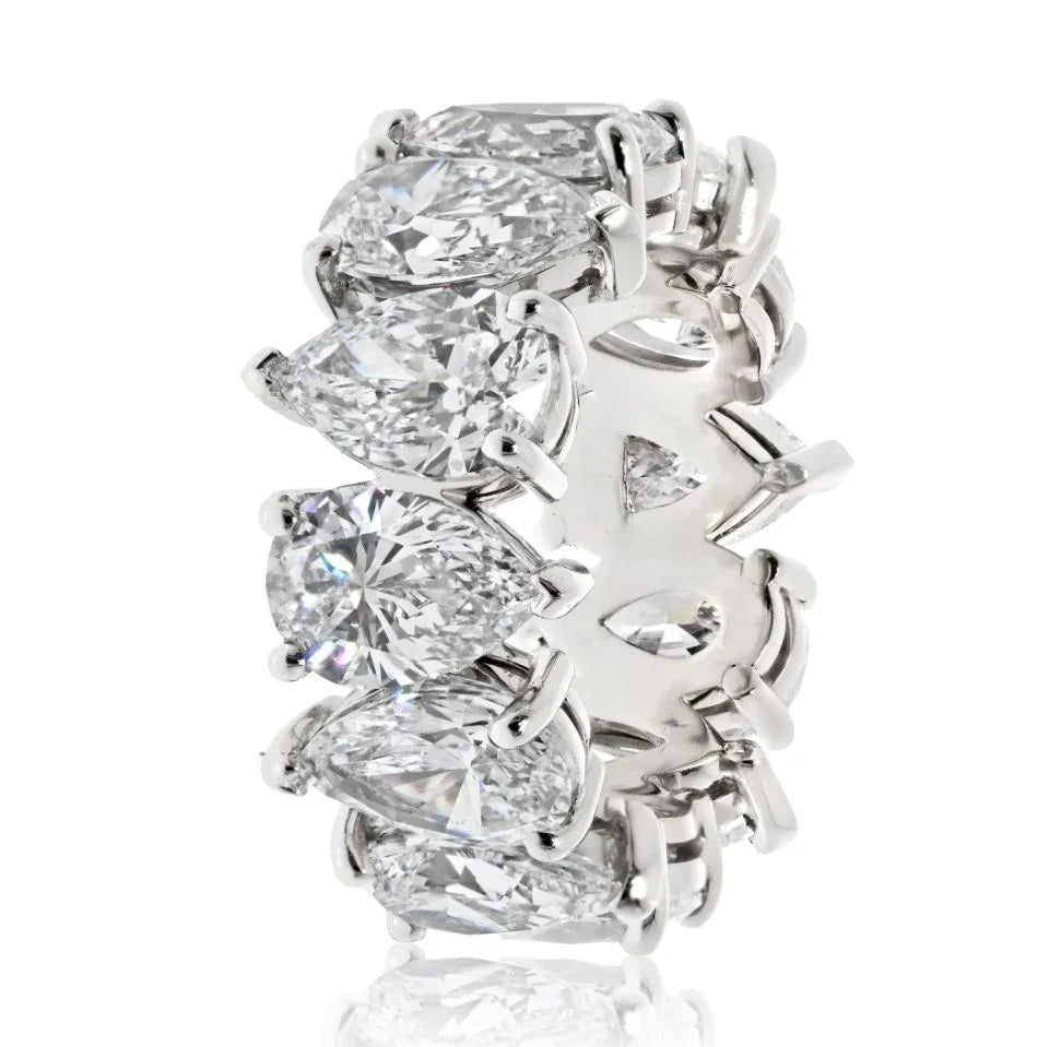 Platinum 10.87cttw Pear Cut Diamond GIA Certified Eternity Band - The Back Vault