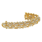 David Webb Platinum & 18K Yellow Gold 15.00cttw Bombe Diamond Leaf Motif Bracelet - The Back Vault