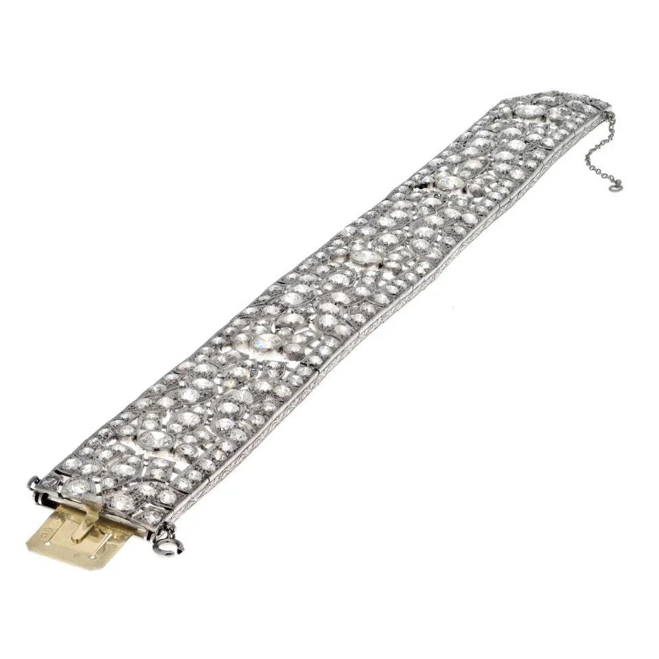 Platinum French Deco Old Cut Diamond 30.00cttw Bracelet - The Back Vault