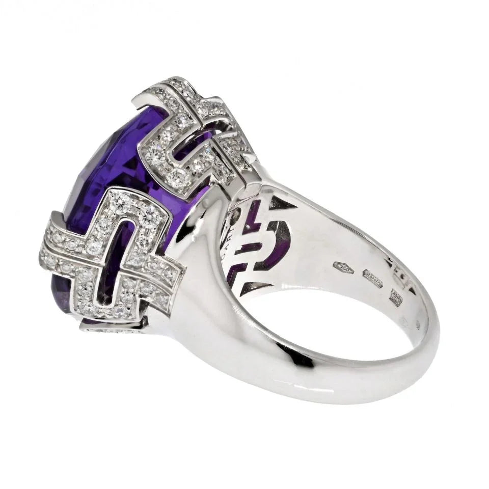 Bvlgari 18K White Gold Amethyst And Diamond Ring - The Back Vault