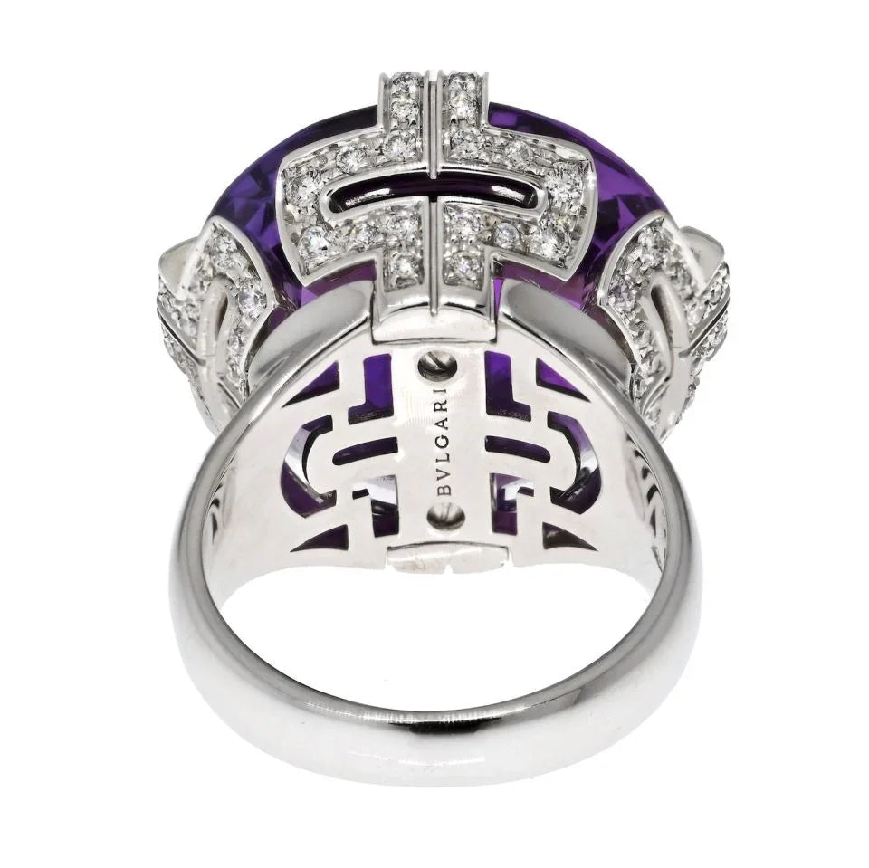 Bvlgari 18K White Gold Amethyst And Diamond Ring - The Back Vault