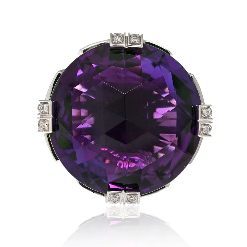 Bvlgari 18K White Gold Amethyst And Diamond Ring – The Back Vault