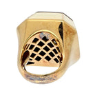 David Webb Platinum & 18K Yellow Gold Diamond Octagon Cluster Cocktail Cream Enamel Ring - The Back Vault