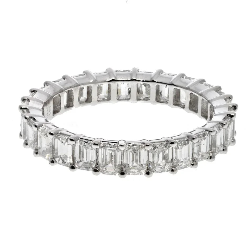 14K White Gold 3.50cttw Emerald Cut Diamond Eternity Band - The Back Vault