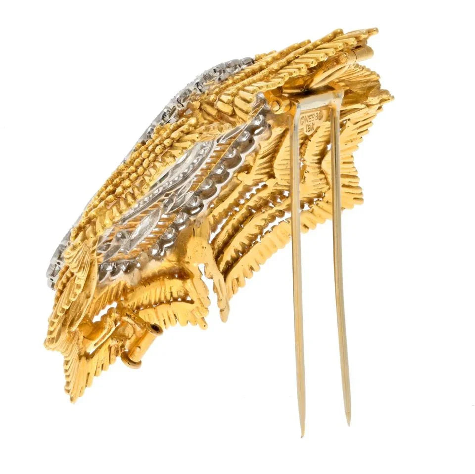 David Webb Platinum & 18K Yellow Gold Maltese Diamond And Emerald Brooch - The Back Vault