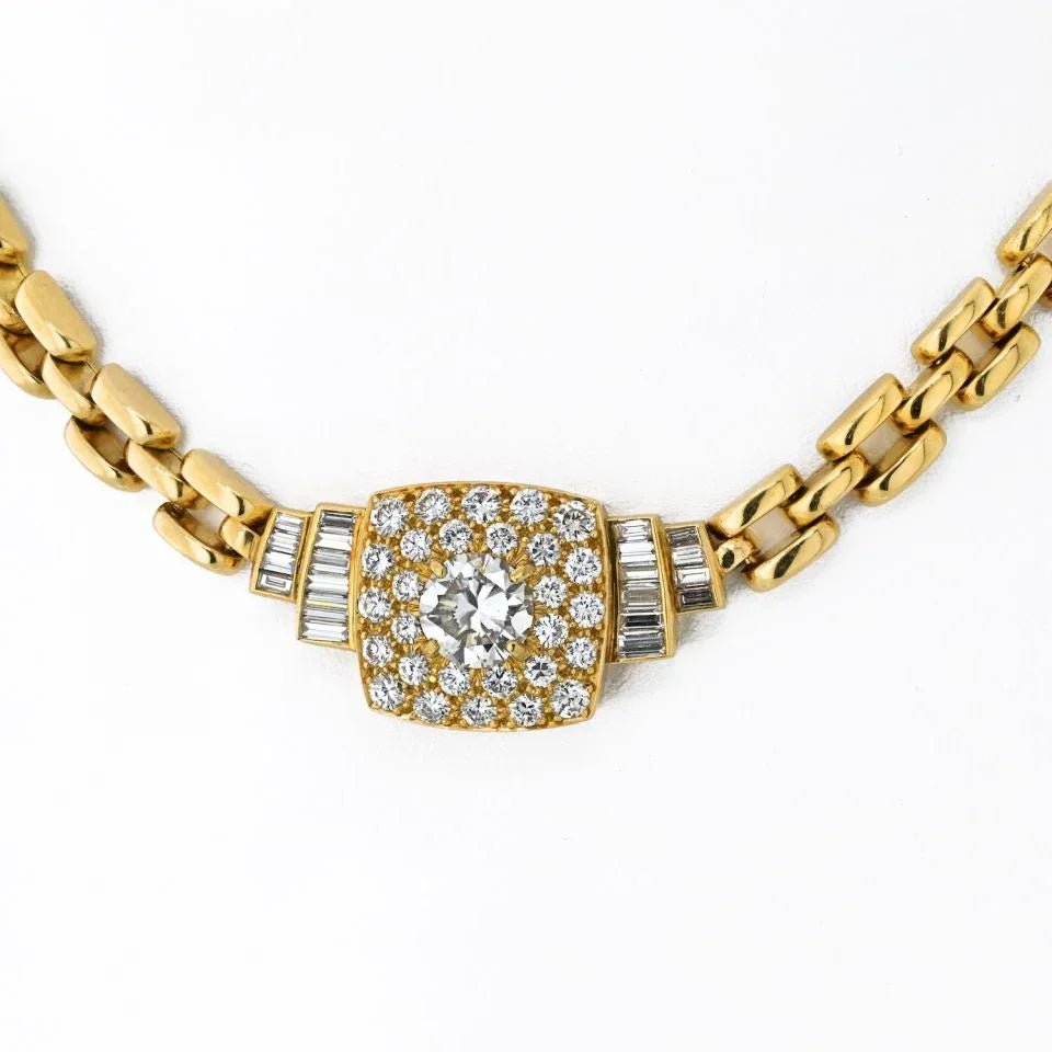 David Webb Platinum & 18K Yellow Gold 6.40cttw Diamond Choker Necklace - The Back Vault