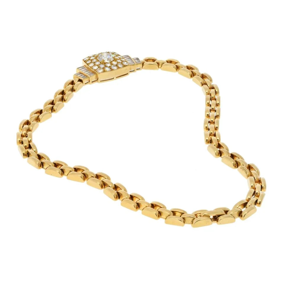 David Webb Platinum & 18K Yellow Gold 6.40cttw Diamond Choker Necklace - The Back Vault