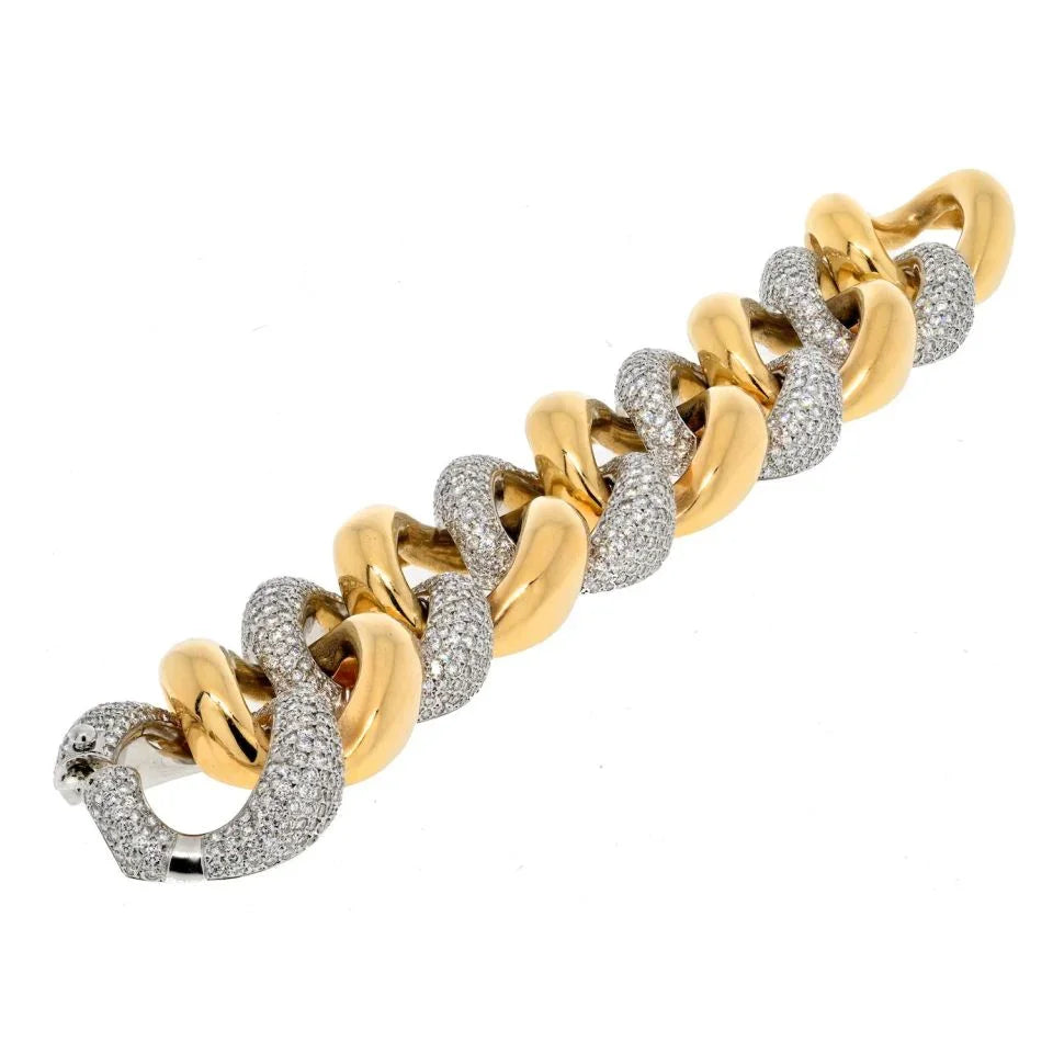 25.00cttw Diamond Wide Curb Link Bracelet - The Back Vault