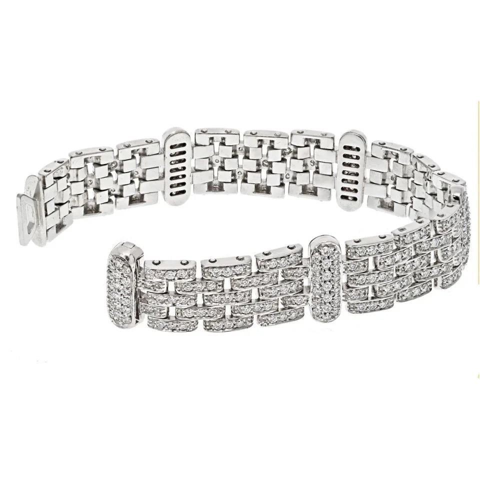 18K White Gold 10.00cttw Five Row Diamond Link Ladies Bracelet - The Back Vault