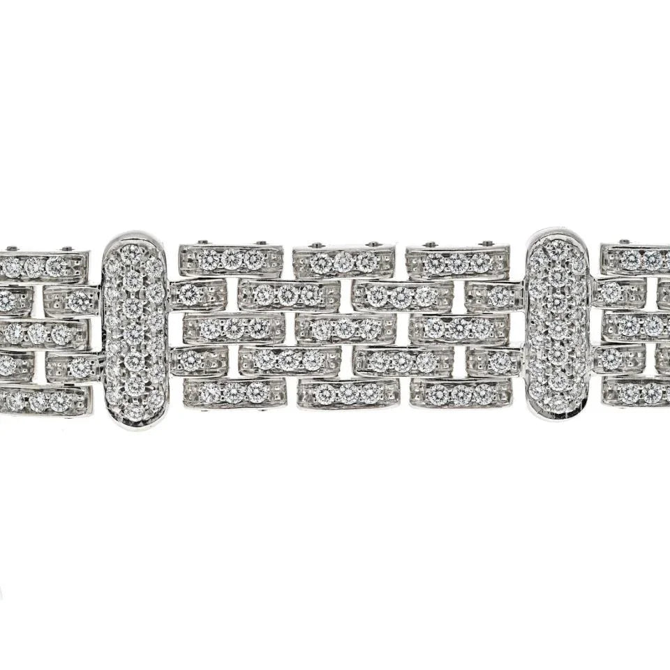 18K White Gold 10.00cttw Five Row Diamond Link Ladies Bracelet - The Back Vault