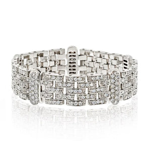 18K White Gold 10.00cttw Five Row Diamond Link Ladies Bracelet