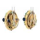 David Webb Platinum & 18K Yellow Gold Turquoise emerald And Diamond Clip Earrings - The Back Vault