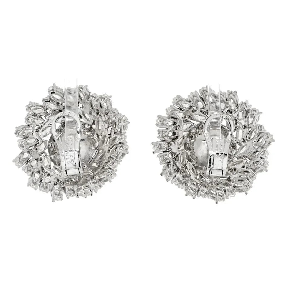 Van Cleef & Arpels 18K White Gold Pearl Diamond Bombe Earrings - The Back Vault