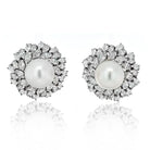 Van Cleef & Arpels 18K White Gold Pearl Diamond Bombe Earrings - The Back Vault