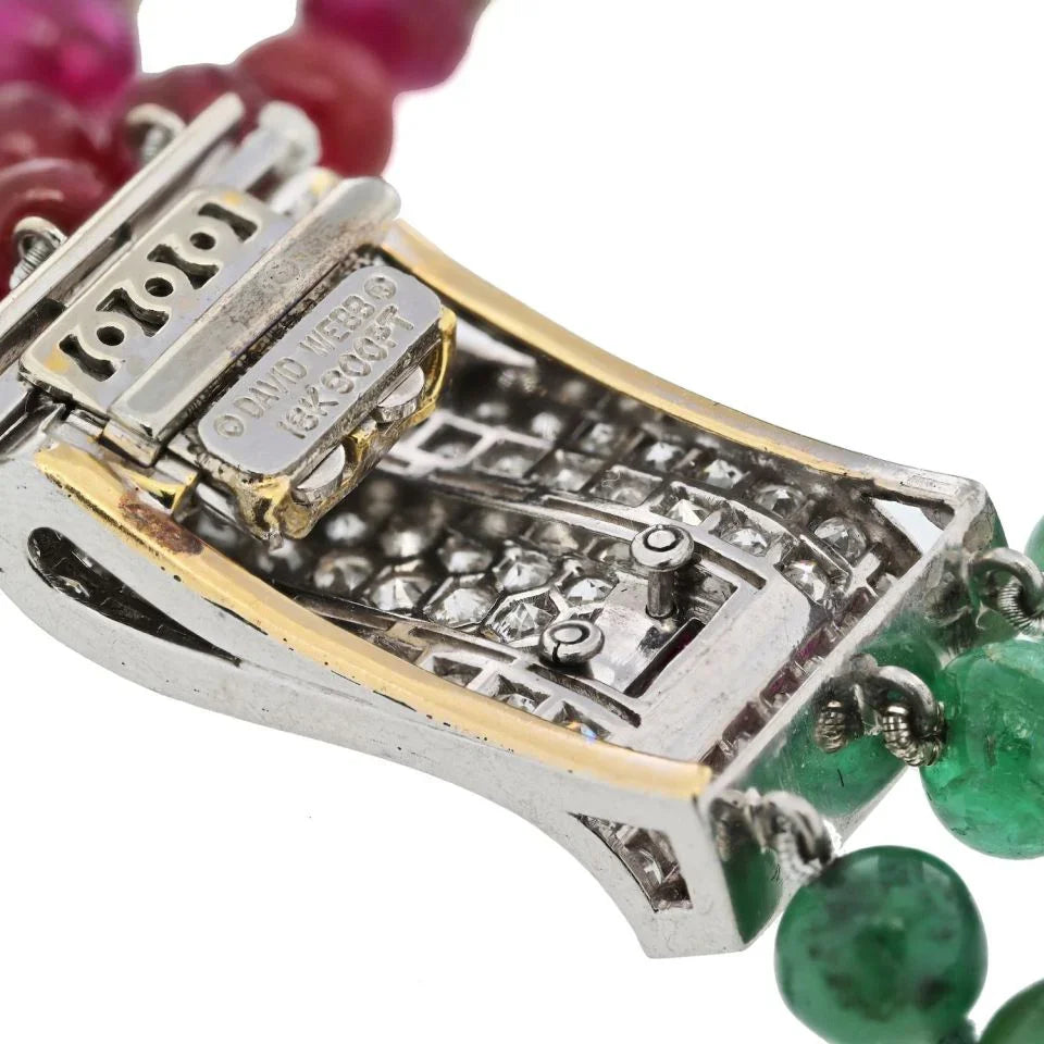 David Webb Platinum & 18K Yellow Gold Multi-Strand Precious Gem Necklace - The Back Vault