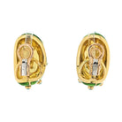 Tiffany & Co. Schlumberger Platinum & 18K Yellow Gold Green Enamel Turquoise Earrings - The Back Vault