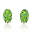 Tiffany & Co. Schlumberger Platinum & 18K Yellow Gold Green Enamel Turquoise Earrings - The Back Vault