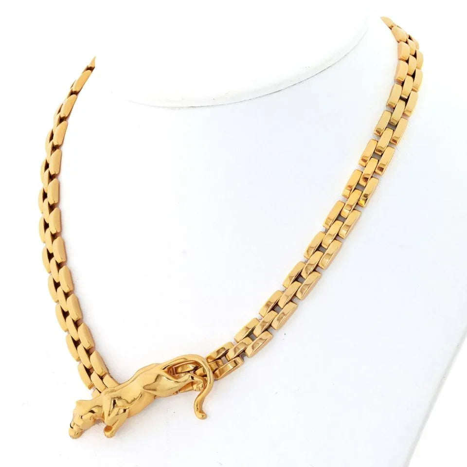 Cartier 18K Yellow Gold Panthere Maillon Link Chain Vintage Necklace - The Back Vault