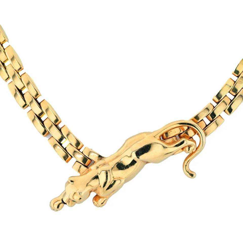 Cartier 18K Yellow Gold Panthere Maillon Link Chain Vintage Necklace - The Back Vault