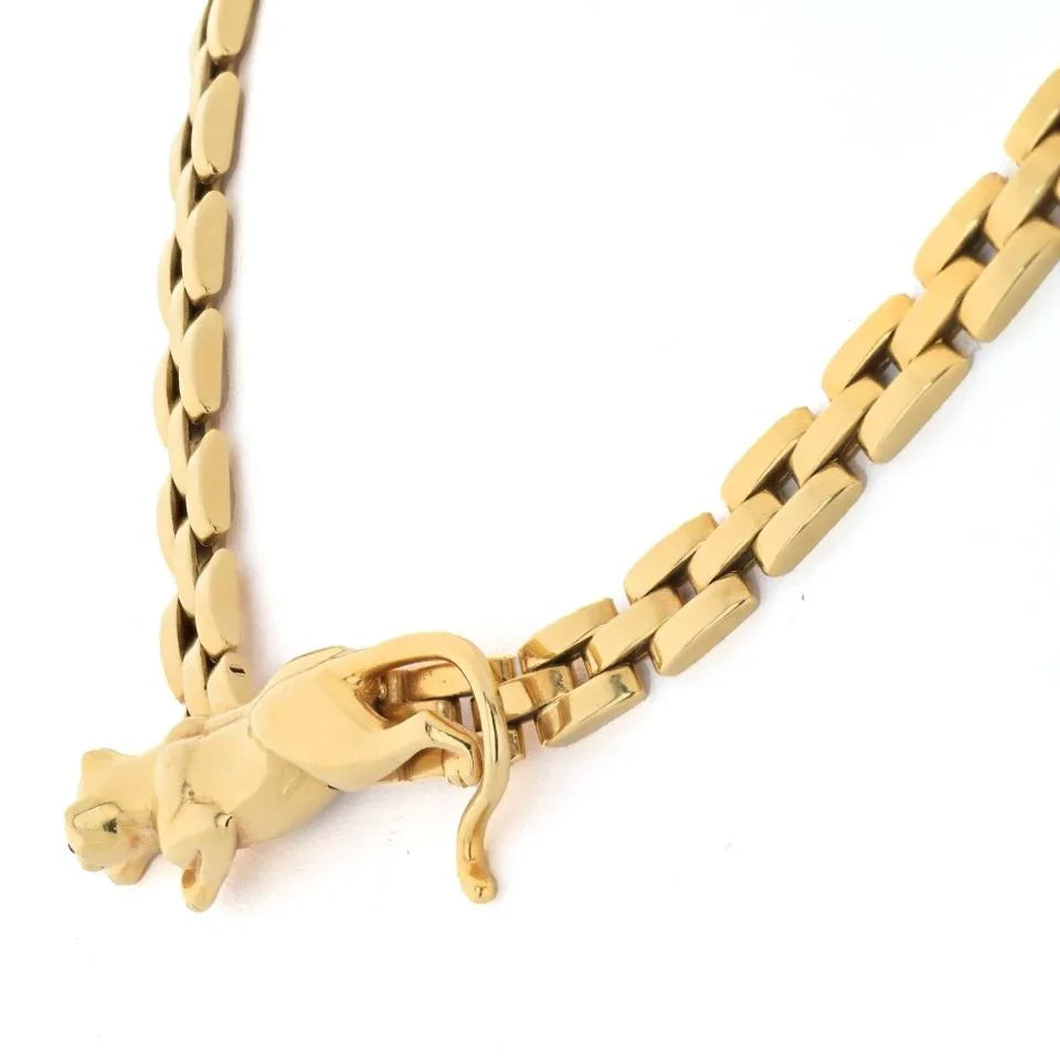 Cartier 18K Yellow Gold Panthere Maillon Link Chain Vintage Necklace - The Back Vault