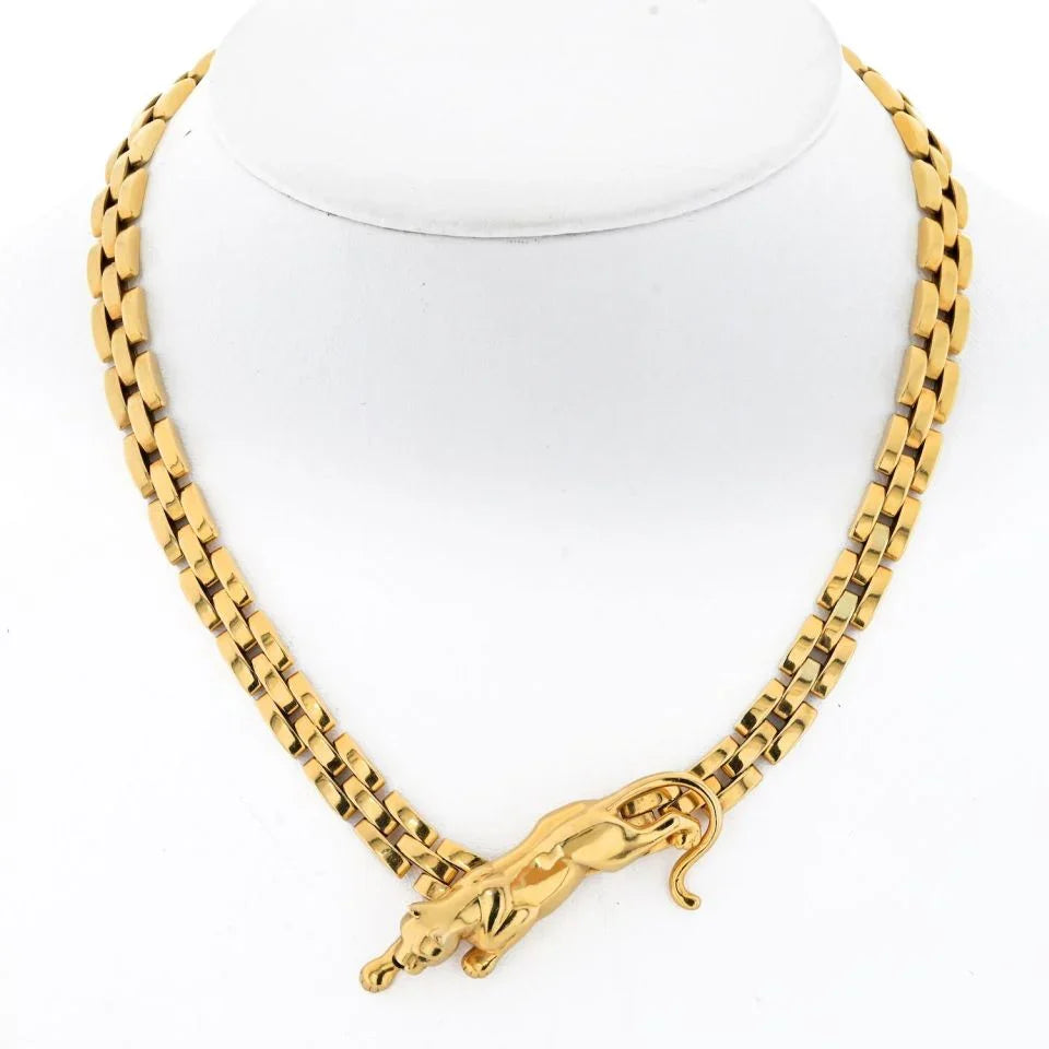 Cartier 18K Yellow Gold Panthere Maillon Link Chain Vintage Necklace - The Back Vault