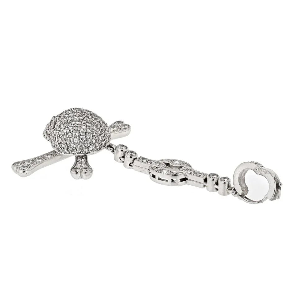 18K White Gold Diamond Scull Charm Pendant - The Back Vault