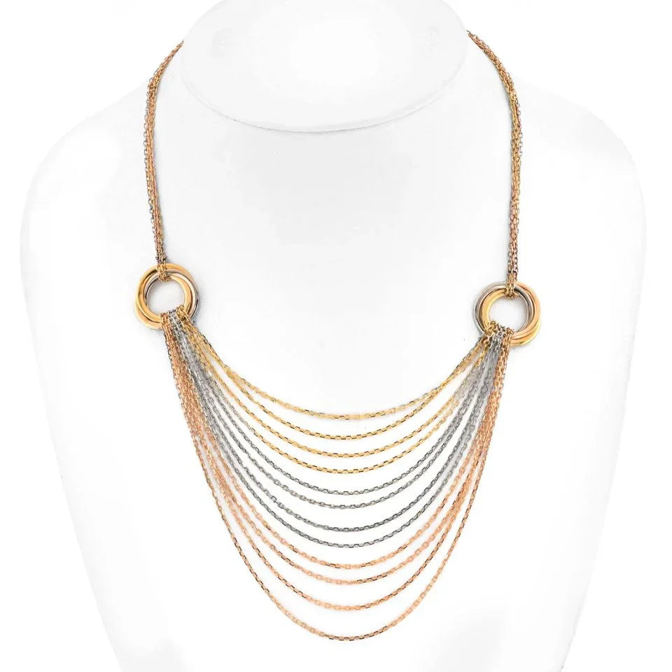 Cartier Trinity Tricolors 18K Tri Color Multi Chain Trinity Tricolor Chain Necklace - The Back Vault