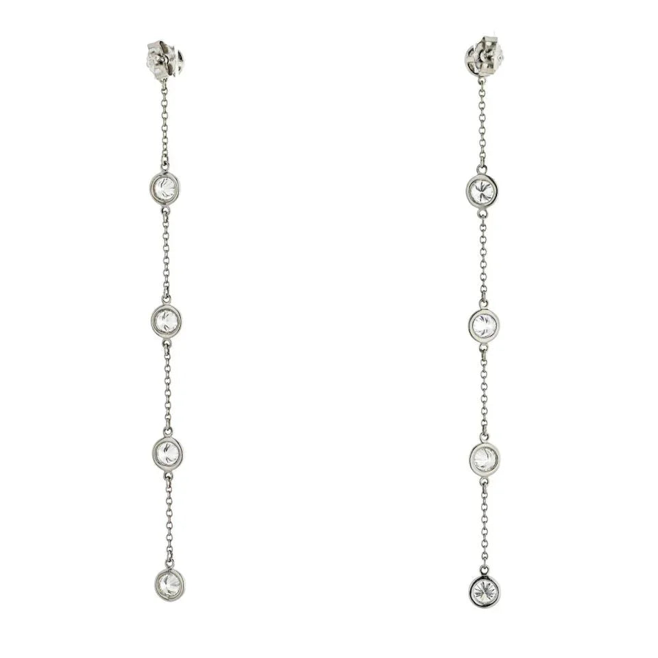 Tiffany & Co. Platinum Elsa Peretti Diamond By The Yard Drop Earrings - The Back Vault