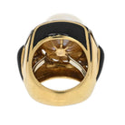 David Webb Platinum & 18K Yellow Gold Pearl, Diamond, Black Enamel Ring - The Back Vault