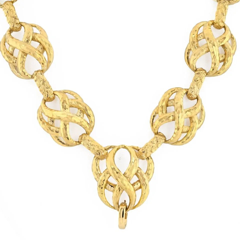 David Webb 18K Yellow Gold Textured Twisted Link Necklace - The Back Vault