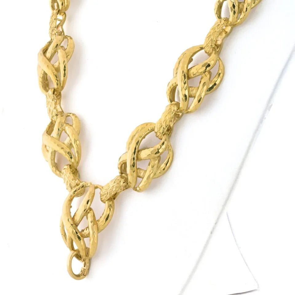 David Webb 18K Yellow Gold Textured Twisted Link Necklace - The Back Vault