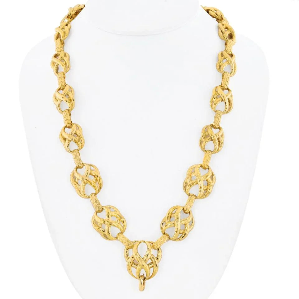 David Webb 18K Yellow Gold Textured Twisted Link Necklace - The Back Vault