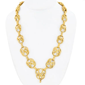 David Webb 18K Yellow Gold Textured Twisted Link Necklace