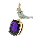 Tiffany & Co. Schlumberger Platinum & 18K Yellow Gold Bird On The Rock Amethyst Brooch - The Back Vault