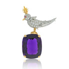 Tiffany & Co. Schlumberger Platinum & 18K Yellow Gold Bird On The Rock Amethyst Brooch - The Back Vault